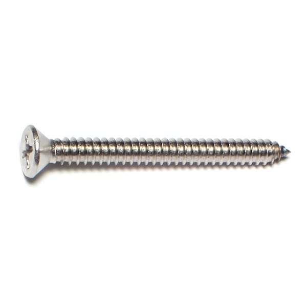 Midwest Fastener Sheet Metal Screw, #14 x 2-1/2 in, 18-8 Stainless Steel Flat Head Phillips Drive, 6 PK 34007 - main